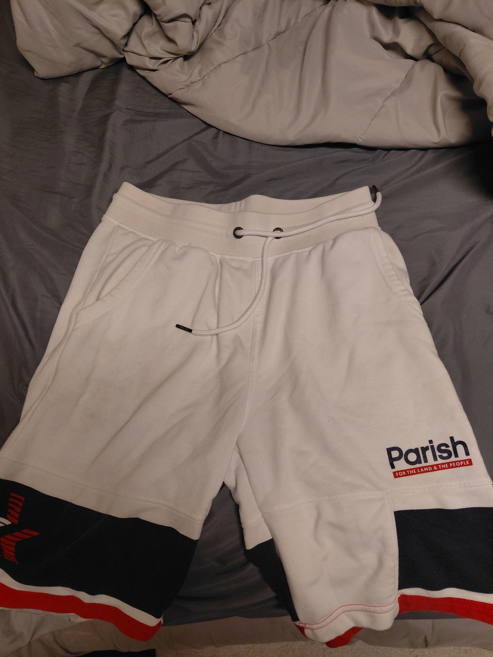 Parish Men's White Athletic Logo Panel Shorts